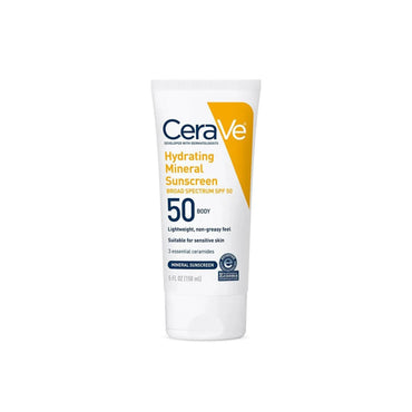 Cerave Hydrating Mineral Body Sunscreen Broad Spectrum SPF 50 for Sensitive Skin